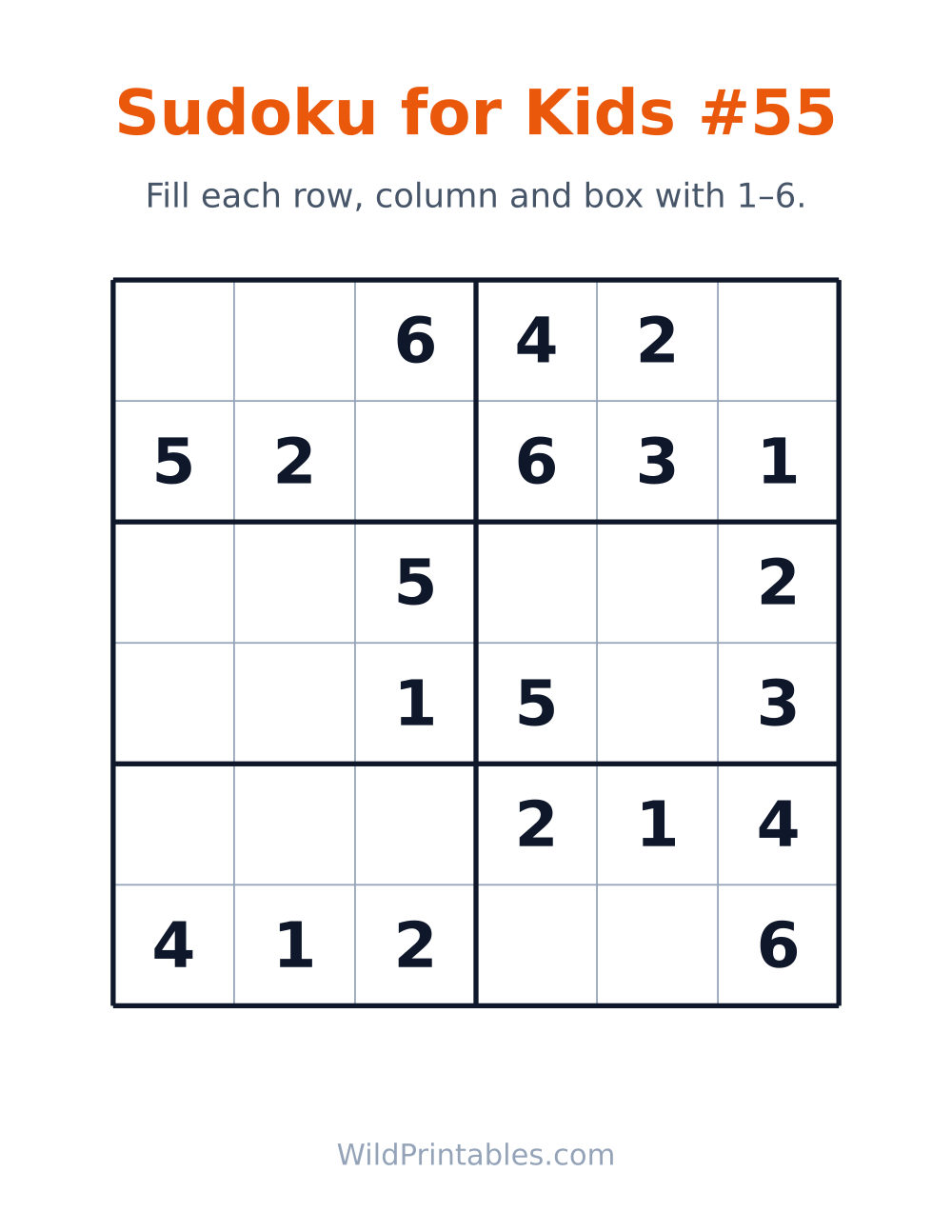 Sudoku for Kids #55 — free printable sudoku for kids